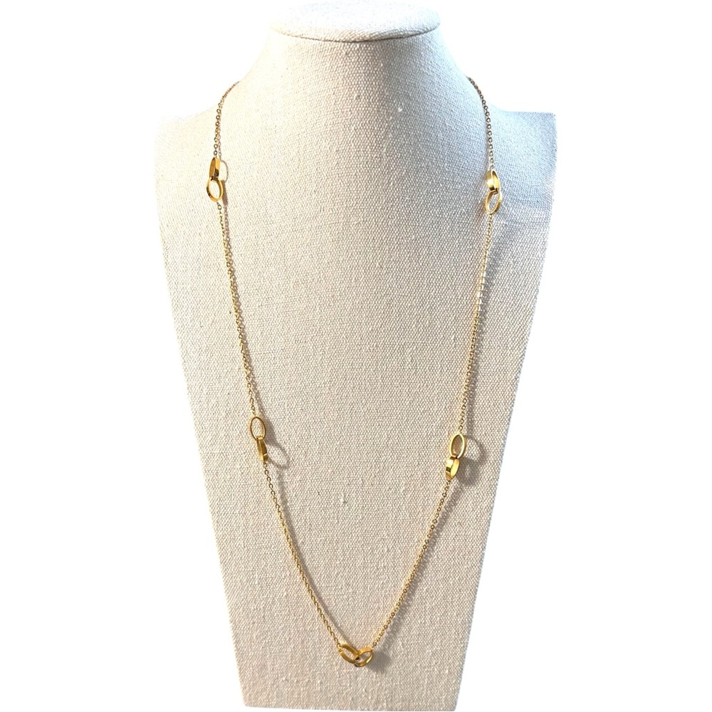 Milan Link 18k PVD Gold Plated Long Necklace | Non Tarnish Stainless Steel